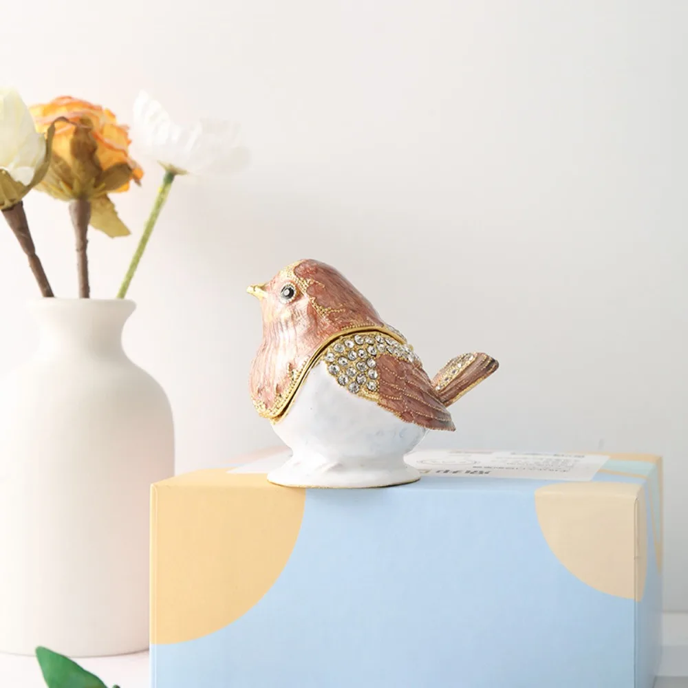 Ring Holder Enamel Jewelry Box Necklace Bracelet Cat Birds Jewelry Storage Box Colorful Animal Figurine Trinket Organizer