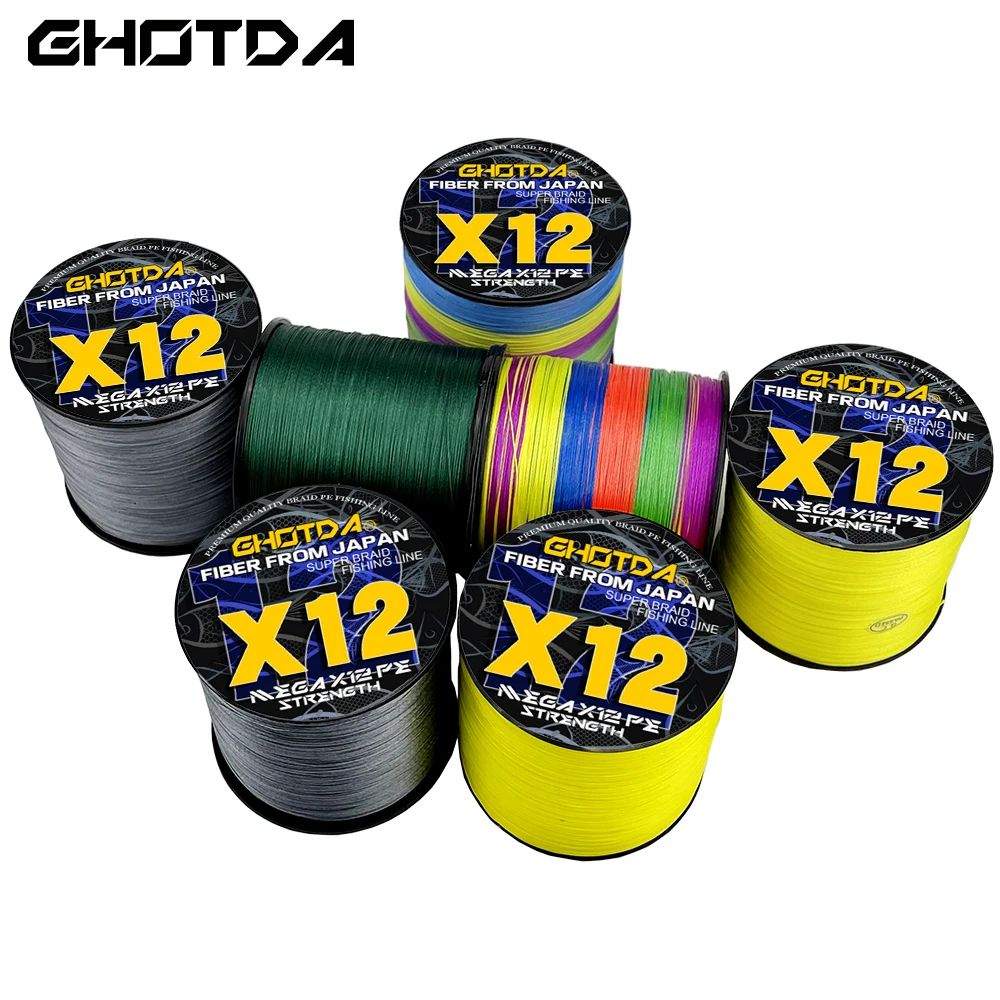 GHOTDA 12 Braided Fishing Line Length:500m/300m/100m Diameter:0.14mm-0.55mm,size:25-120lb Japan PE Braided Line Floating Line