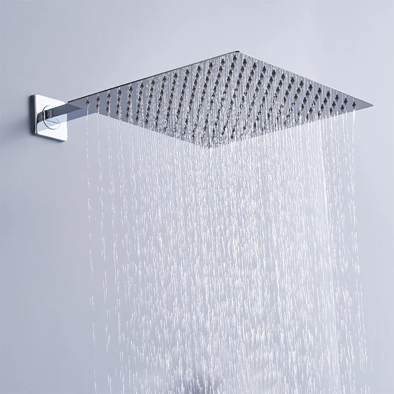 

Classsic Design Easy Matchin Black Square Rainfall Shower Head Stainless Steel Shower With Shower Arm Rain Shower for Bathroom