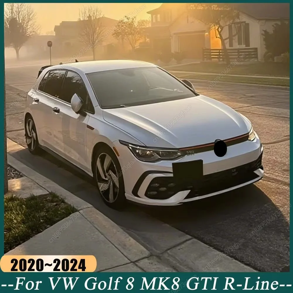 Car Front Bumper Side Splitter Spoiler Trim Canard Fog Light For VW Golf 8 MK8 GTI / R-Line 2020-2024 ABS Body Kits White Tuning