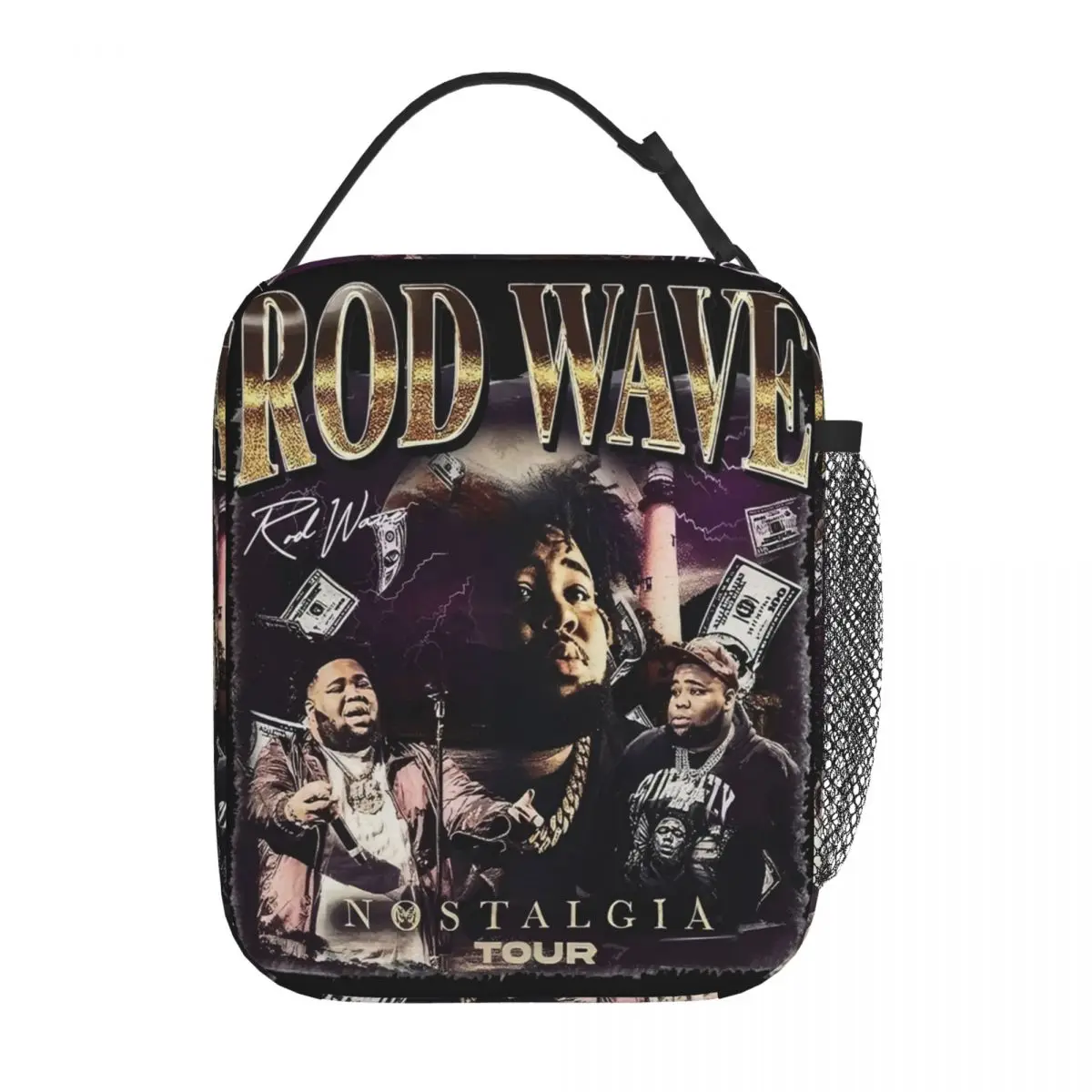 Vintage Rod Wave Rapper Bootleg Merch Insulated Lunch Bag Nostalgia Tour Food Storage Bag Leakproof Thermal Cooler Lunch Boxes