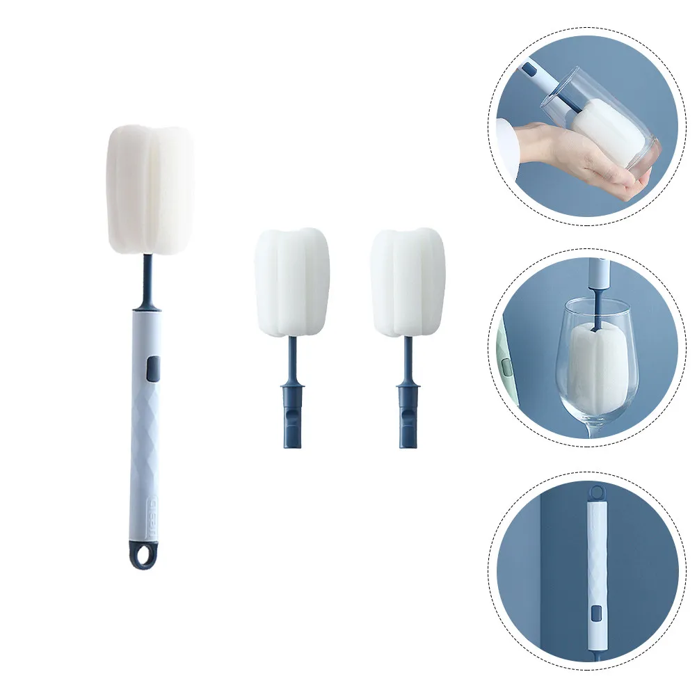 

Набор из 1-го комплекта съемных губчатых щеток для мытья бутылок и стаканов с длинной ручкой, для дома и ресторанов, можно мыть в посудомоечной машине, сменные