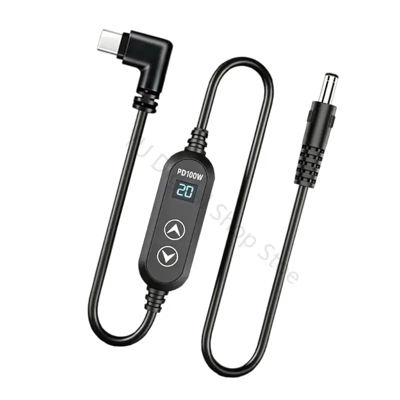 96BA 100W Type C to DC5525 Conversion Cable Selectable Setting and Screen Readout