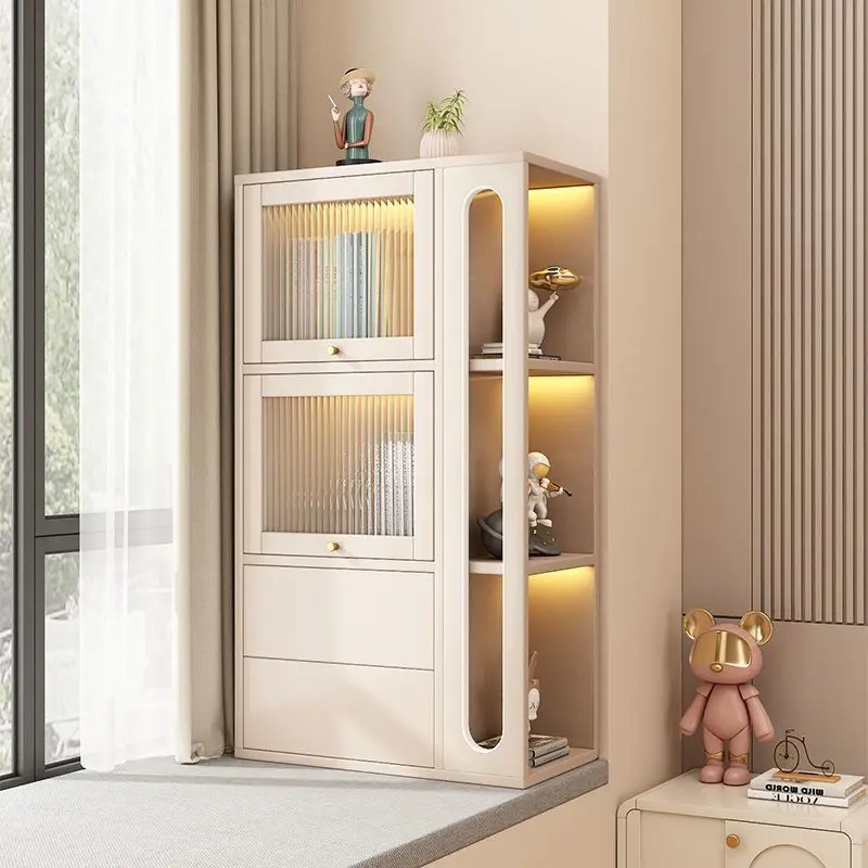 Solid wood bay window cabinets, bookcases, Changhong glass storage cabinets, bedroom balconies, window sill cabinets, storage ca
