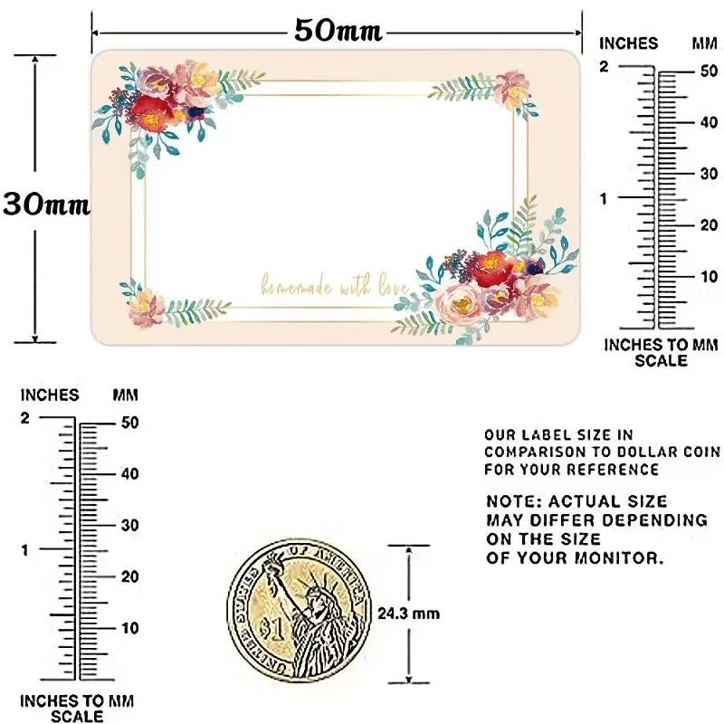 50/100/250PCS Flowers Name Lables Sunflowers Packaging Sticker Roll Date Stickers Refrigerator Freezer Food Storage Small image 2