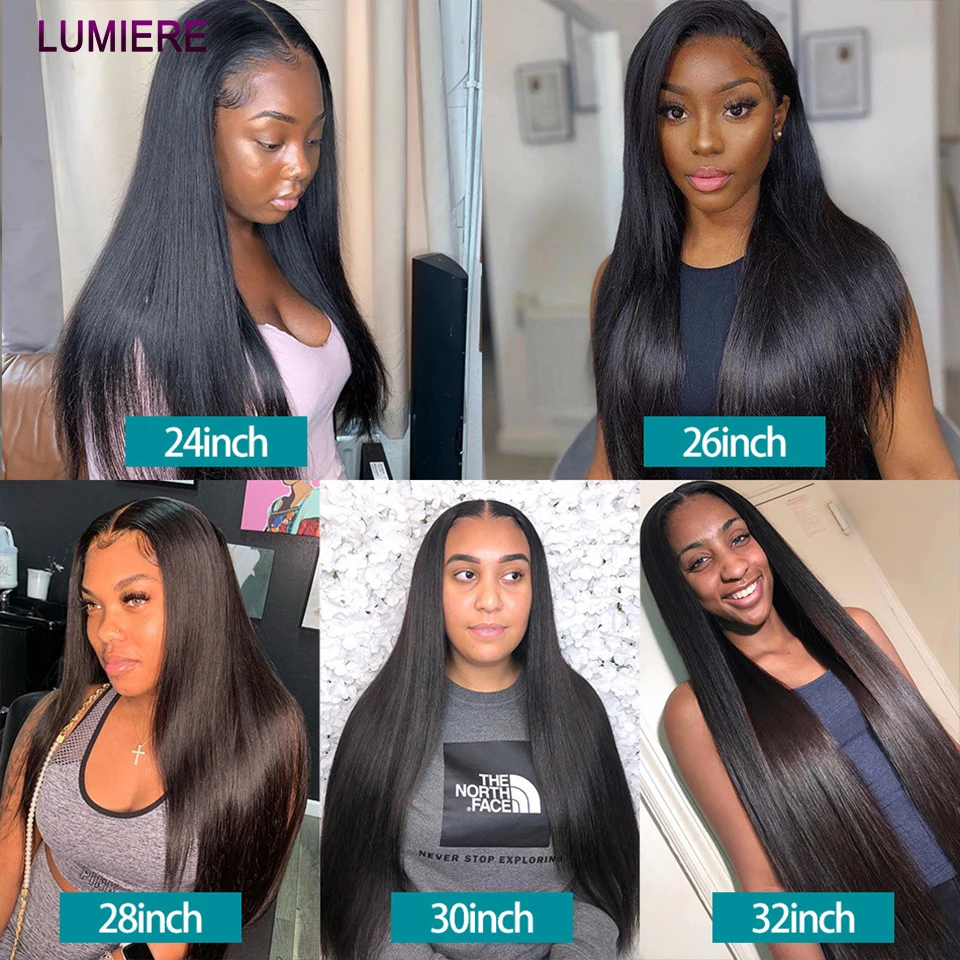 Raw Indian Bone Straight Bundles with HD Transparent Lace Closure 5x5 ...