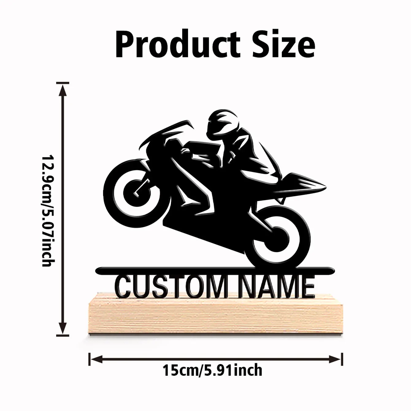 1pc Abstract Diagonal motorbike racer Customizable Letter Metal Statue Metal Ornament Metal Sculpture With Wood Base Art