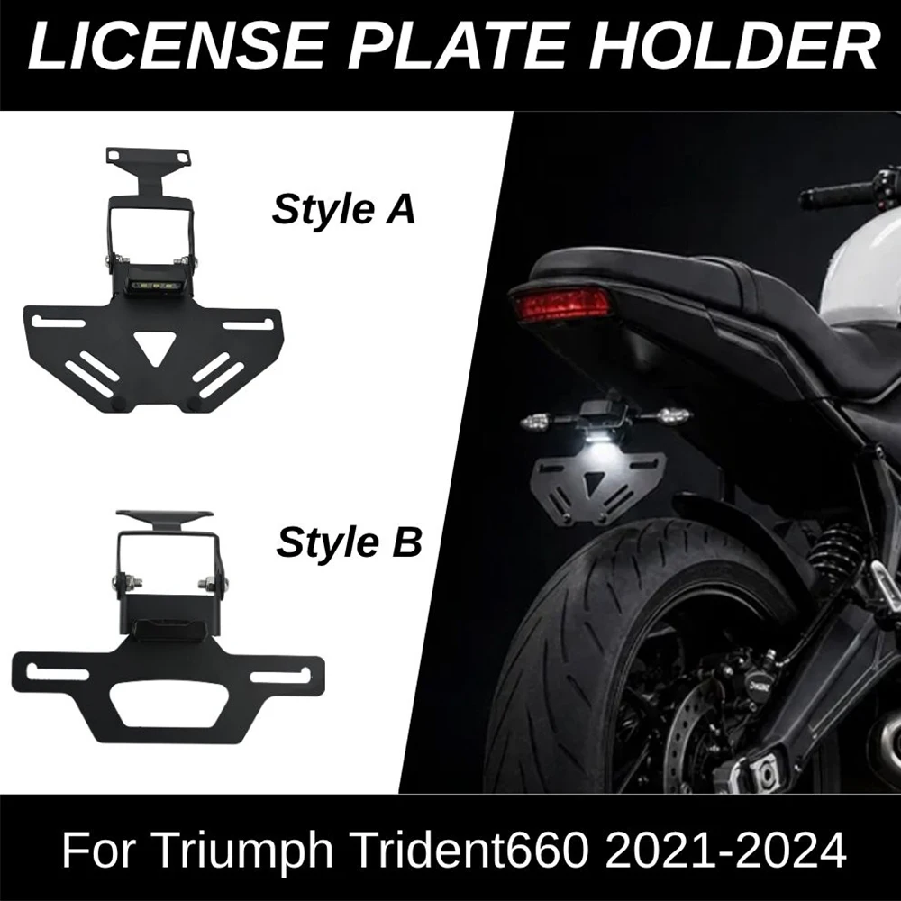 CNC Folding License Plate Holder Motorcycle Tail Tidy Bracket Rear Fender Eliminator For Triumph Trident 660 2021 2022 2023 2024