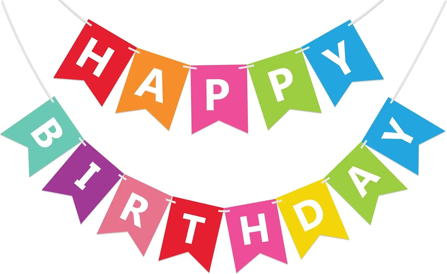 

Colorful Happy Birthday Banner Bunting Pre-Strung No DIY for Party Decorations
