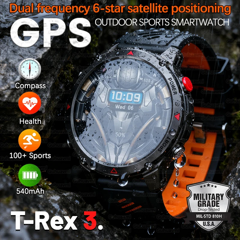 

2025 New Military Bluetooth Call Smart Watch Built-in GPS Compass Barometric Altimeter 3ATM Waterproof Sports Smartwatches Men