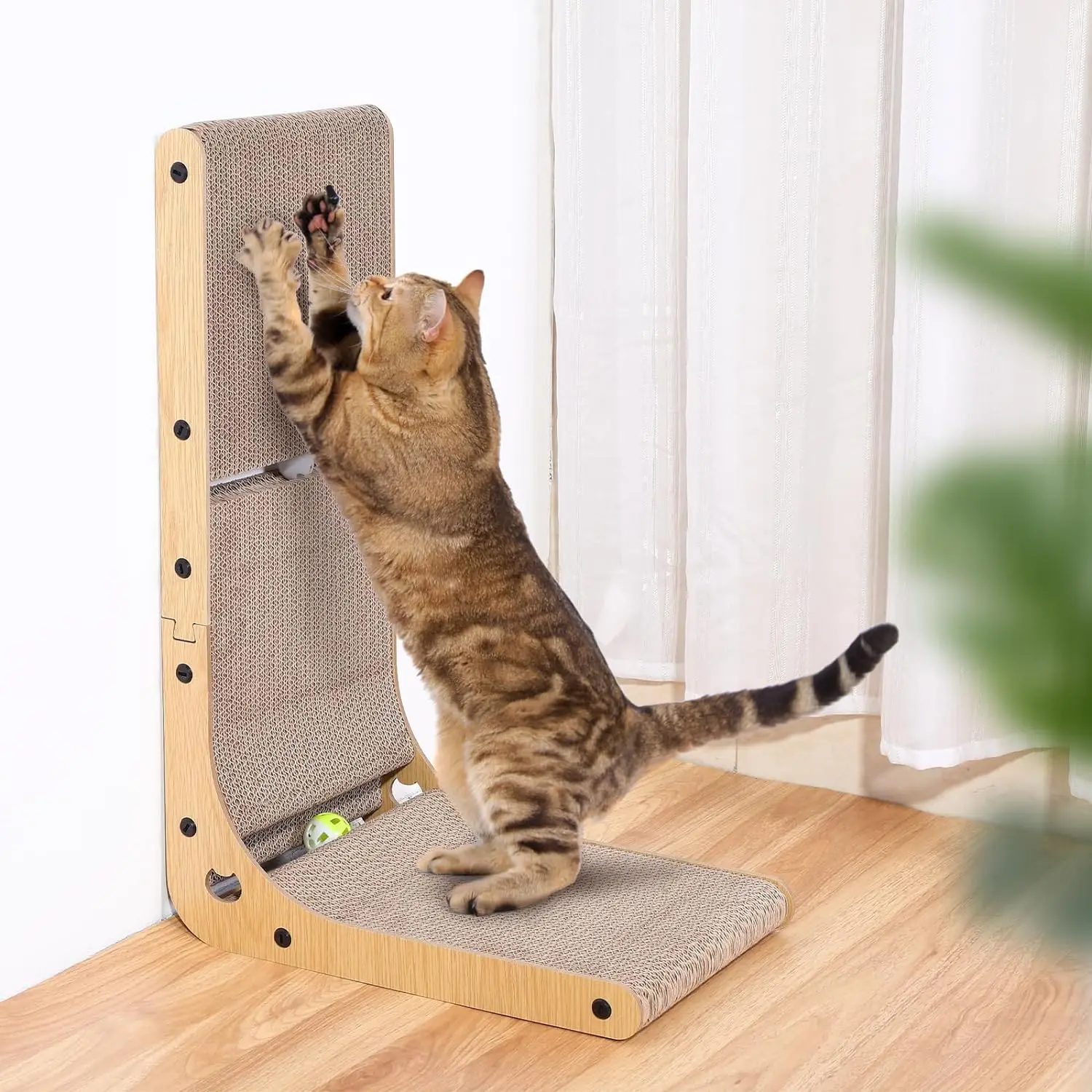 L Shape Cat Scratcher, 23.6 Inch Cat Scratchers for Indoor Cats, Protecting Furniture Cat Scratch Pad, Cardboard Cat Scratching