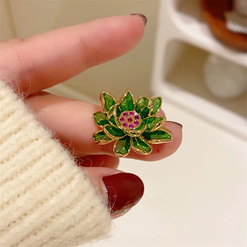 CC Brooch for Women Lotus Flower Shape Cheongsam Pins Mini Pin Chinese Vintage Style Cardigan Shawl Buckle Exquisite Gifts B220 image 5