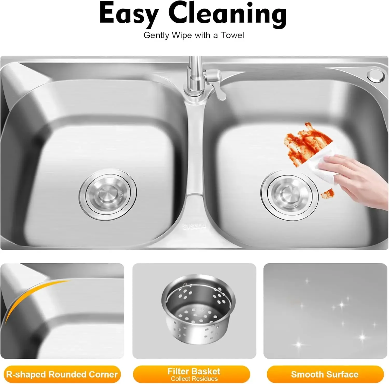3 Tiers Freestanding Stainless Steel Sink, Double Bowl Commercial Restaurant Kitchen Sink Set Indoor Outdoor Kitchen Sink and Ca view 6