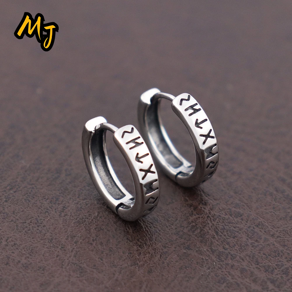 Classic Simple Nordic Odin Rune Hoop Earrings for Women Stainless Steel Fashion Viking Huggie Earring Scandinavian Jewelry Gifts