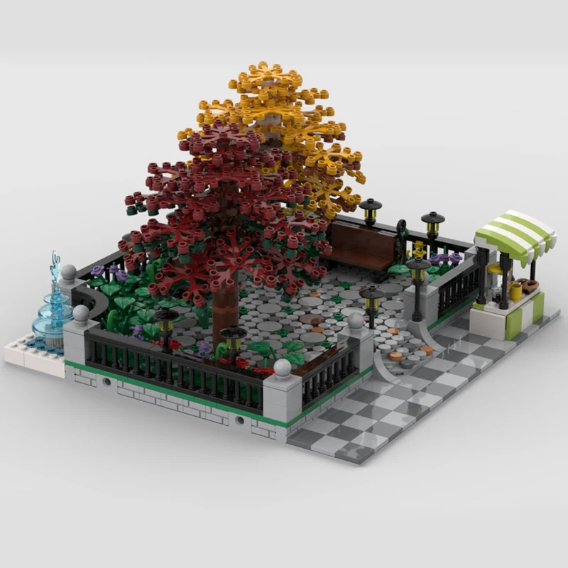 MOC-35603 Stedelijke Architectuur Modulaire Park Bouwsteen Assemblage Compatibel Met Baksteen Genezing Landschap Creatieve Geschenken 1191PCS