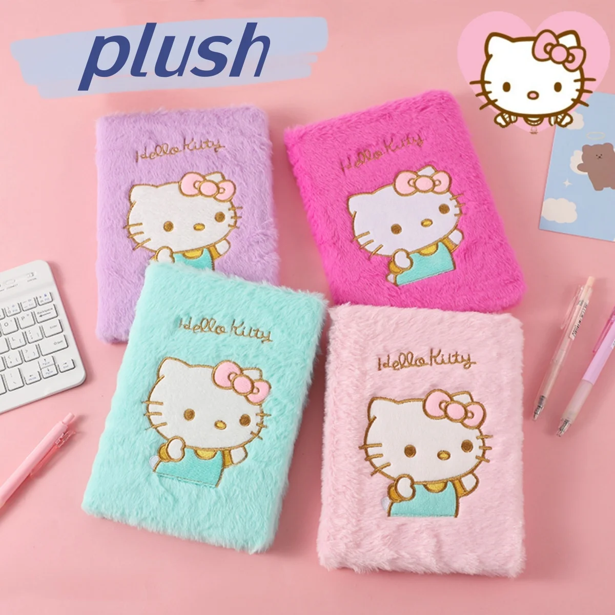 Cuaderno de peluche de dibujos animados de hello kitty, cuaderno de canela para niños, perro kuromi hecho a mano, libro de contabilidad artesanal, bonito Bloc de notas, diario, regalo para niña