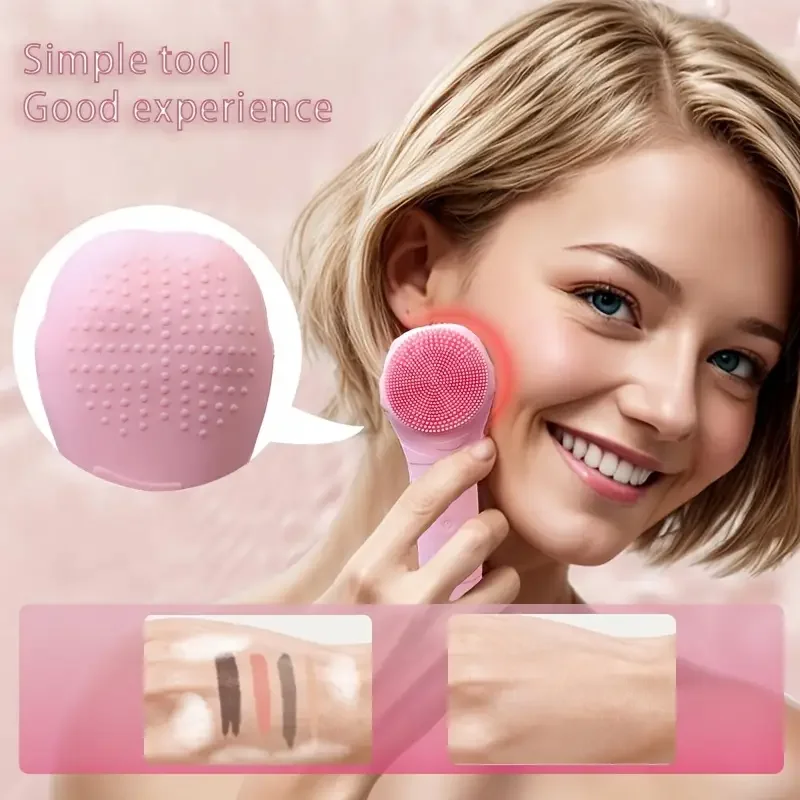 Aparelho elétrico multifuncional para limpeza facial, escova facial elétrica de silicone macio, massagem vibratória, bateria recarregável de 500 mAh.