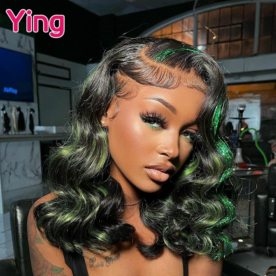 Ying cabelo lantejoulas verde 5x5 peruca de renda transparente 13x4 peruca dianteira do laço 10a cabelo humano 13x6 peruca dianteira do laço preplucked 30 Polegada peruca