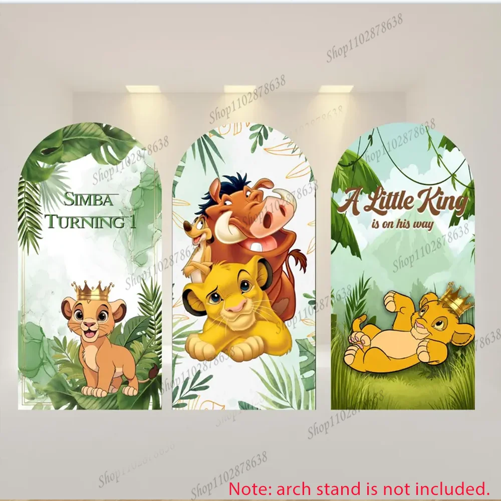 The Lion King Baby Shower Arch Cover Custom Spandex Elastic Simba Timon Pumbaa Rafiki Hakuna Matata Arch Backdrop - view 3