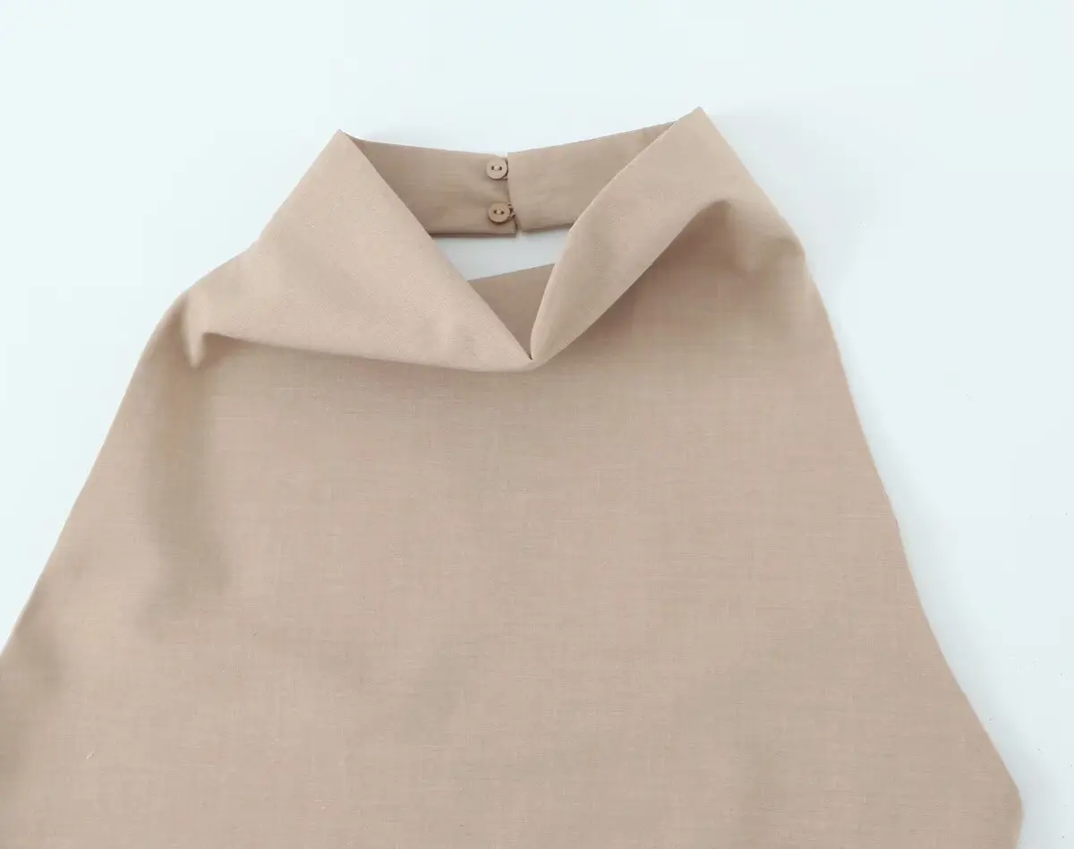 KONDALA Chic Elegant Solid Pleated Y2K Backless 2025 Woman Vest Neck-mounted Slim Fashion Top Mujer Casual Sexy Folds Tank Tops