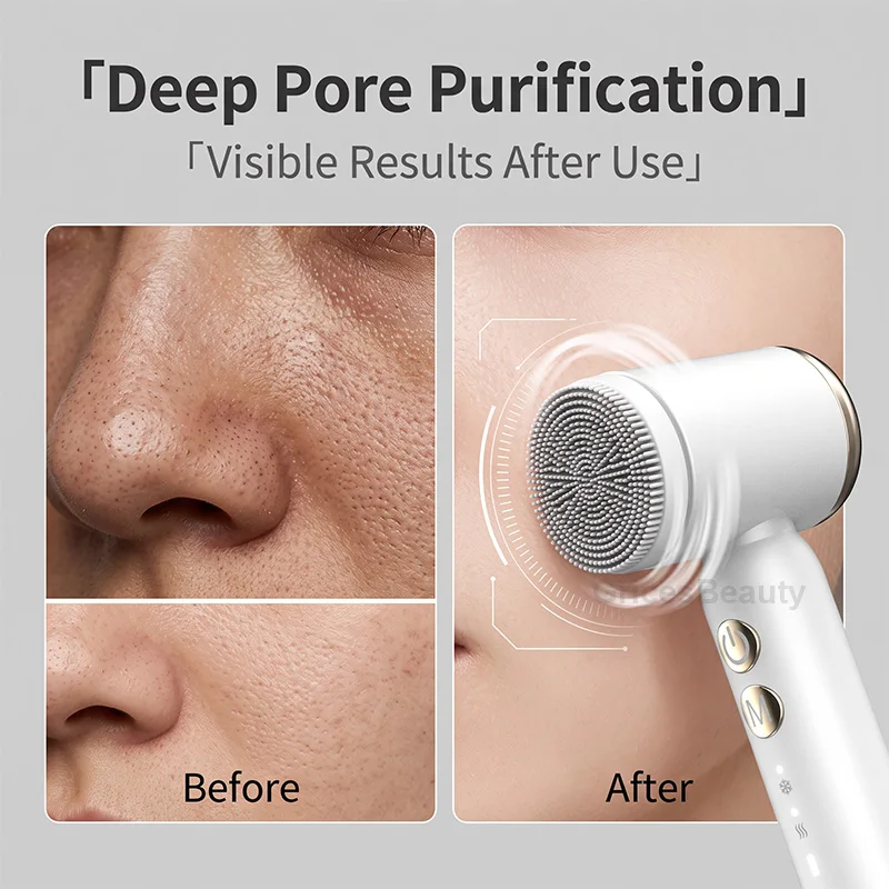 Electric Rechargeable Facial Tool Ultrasonic Cleaner 6pcs Replacement Heads Wireless Skin Cleansing Machine Home Use