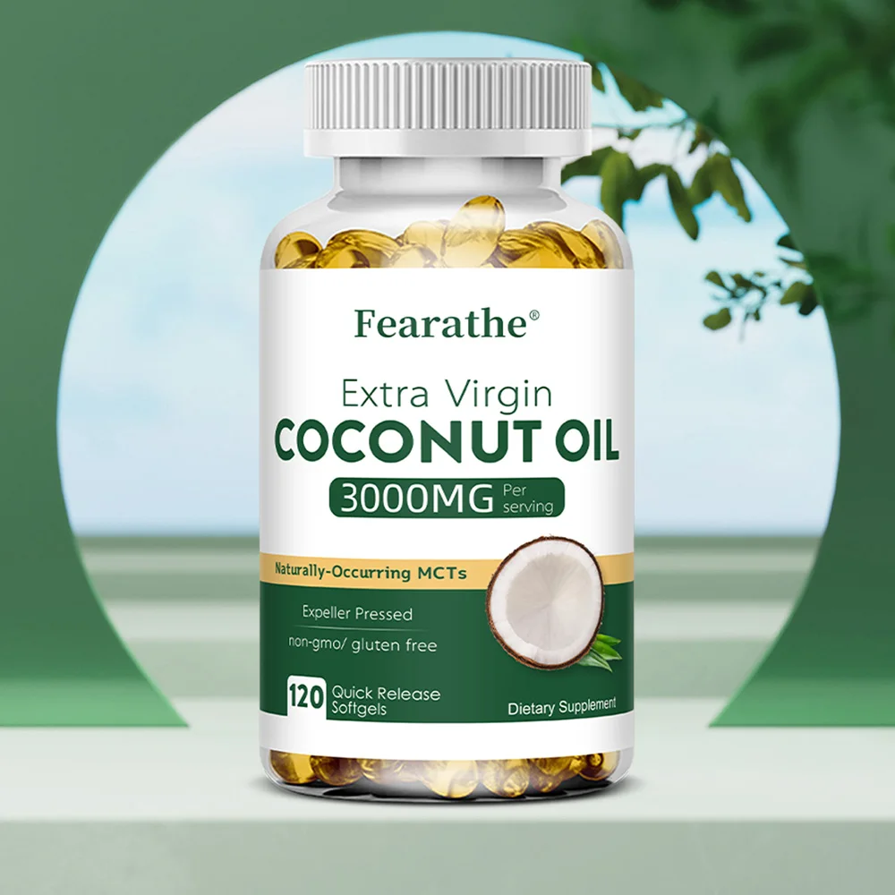 Coconut Oil Capsules Promotes Healthy Hair, Skin & Nails Non-GMO Herbal Supplement