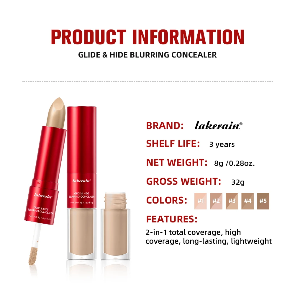 Lakerain-crema desenfoque de doble cabeza, modifica el tono de la piel, corrector en barra dos en uno, crema desvanectante en barra