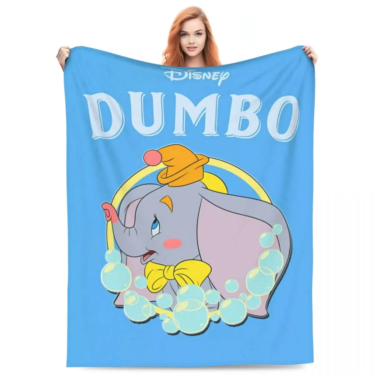 Dumbo MINISO Warm Soft Blanket Airplane Travel Plush Throw Blanket Pattern Outdoor Flannel Bedspread Sofa Bed Cover