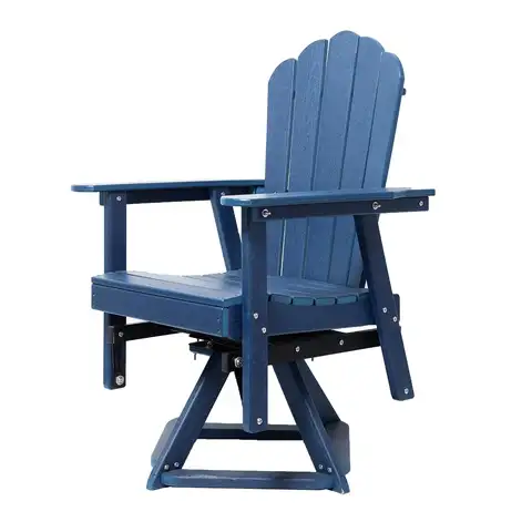 HDPE Outdoor Swivel Adirondack Chair, 360° Glider, Navy Blue, Custom