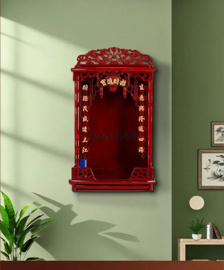 

1Camphor Wood Solid Wood Buddha Altar Table Buddha Stand Home Use Guanyin Cabinet New Chinese Style Hanging Cabinet