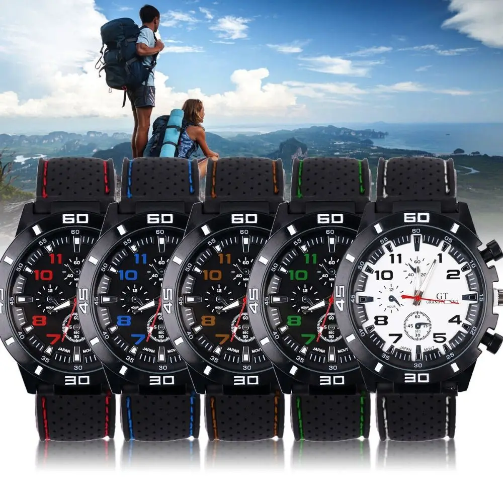 High Quality Mens Silicone Strap Sports Watch Quartz Watches Quartz Wristwatches Wristwatches