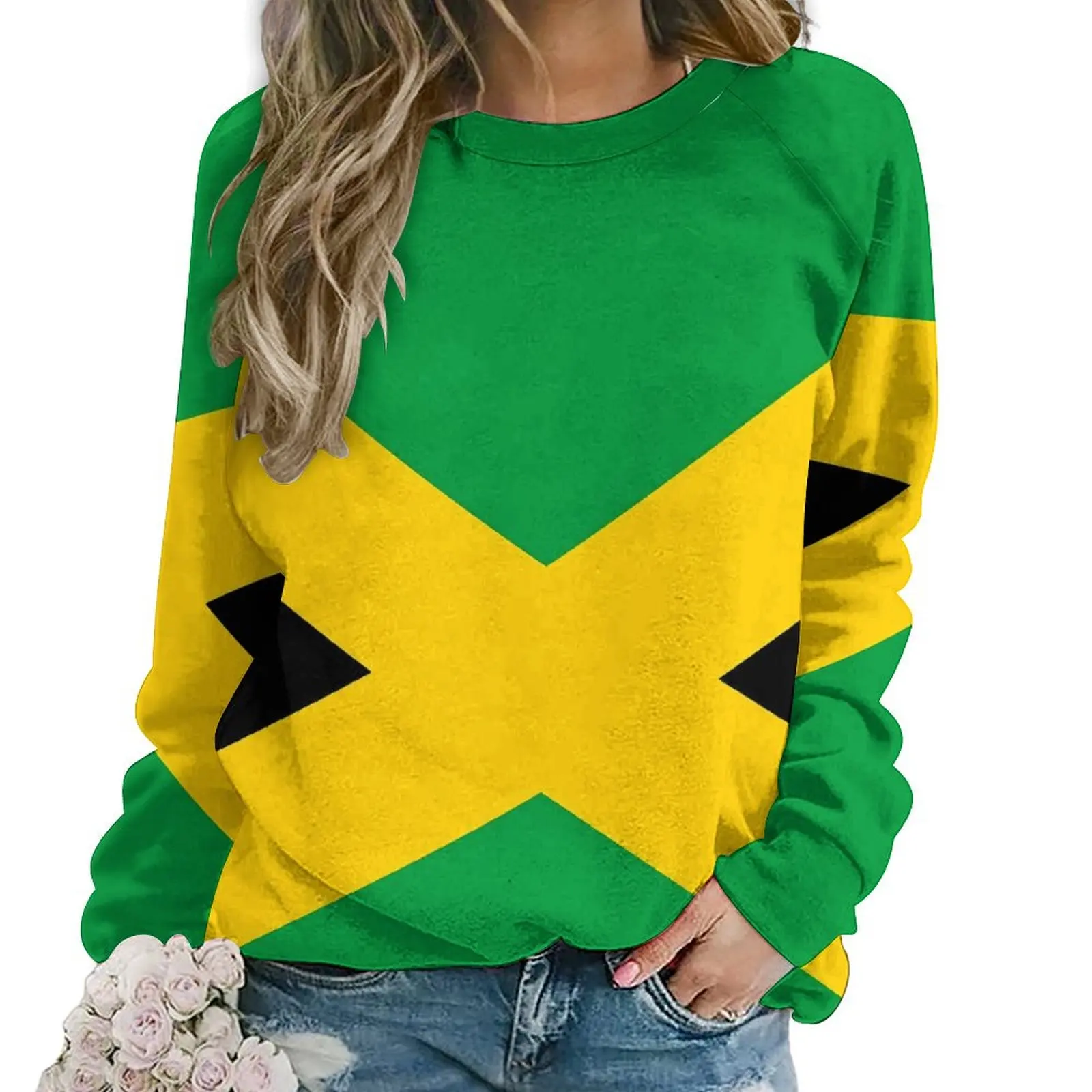 Jamaica Flag Hoodies National Celebration Street Fashion Oversized Hoodie Women Long-Sleeve Retro Design Casual Sweatshirts