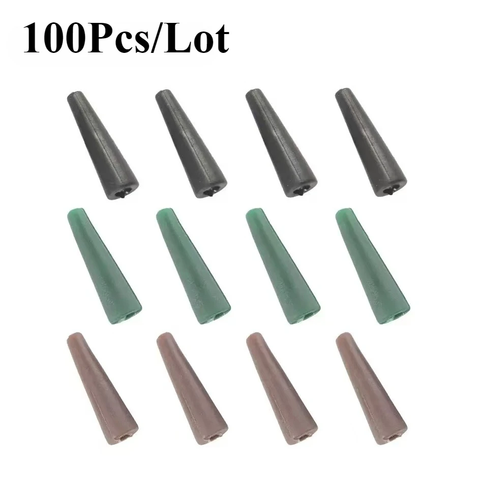 100Pcs Carp Fishing Terminal Tackle Tail Rubber Tubes, Cone Rigs Sleeves, Lead Clips, Fishing Accessories