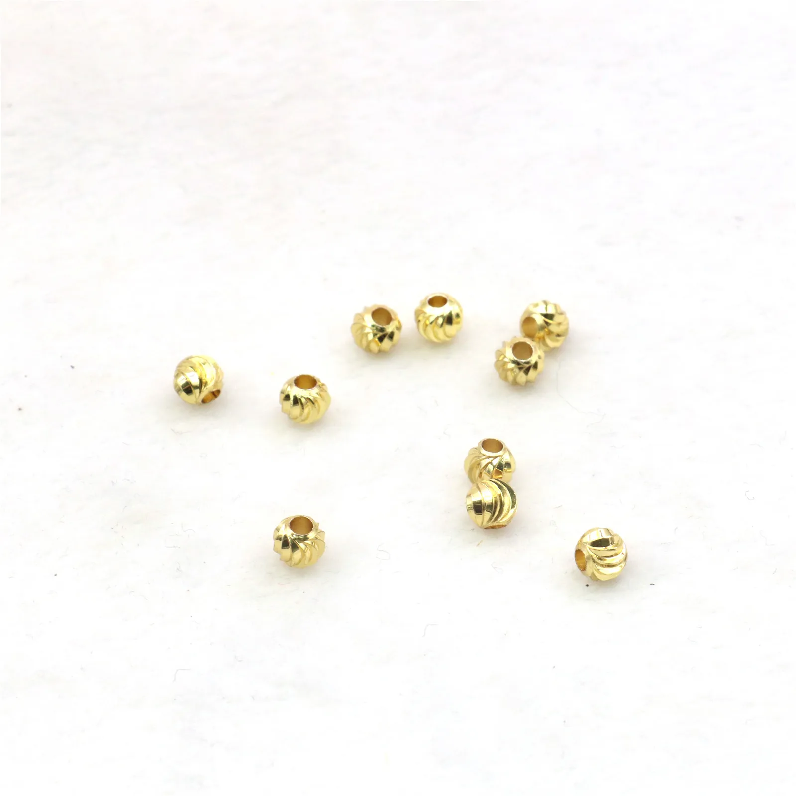 5Mm 10Pcs Round Thread Gold Color Loose Beads Accessories Parts For Necklace Bracelet Jewelry Making Design