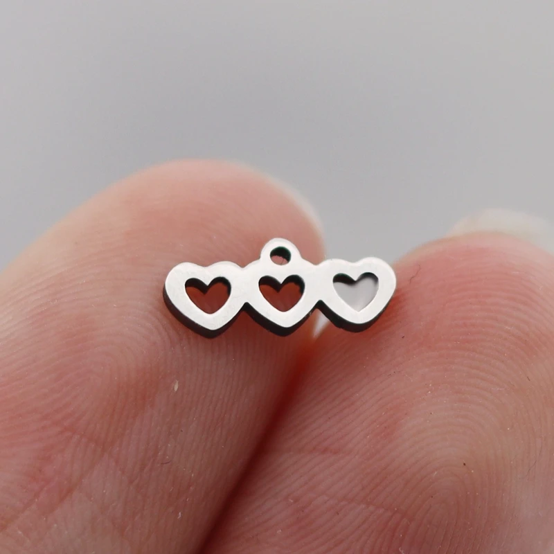 

3pcs Stainless Steel Hollow Line Love Heart Link Charms Pendant Tiny Accessories DIY Jewelry Making Earrings Bracelets Gifts