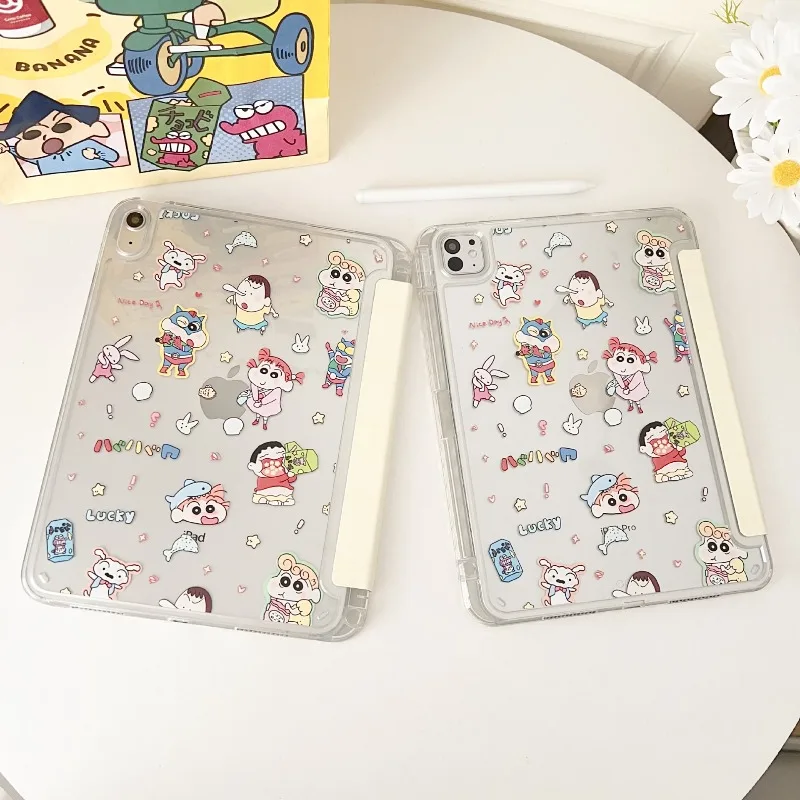 

Cartoon Crayon Shin-chan Ipad Case for 11th A16 11in Pro 21 9th 8th 10.2inch Tri-fold Case Air4 10.9in Air5 10th Y-fold Cover