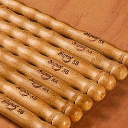 Baquetas de bambú con patrón ondulado, palitos de tambor prácticos duraderos, 5A / 5B/6A, 1 par