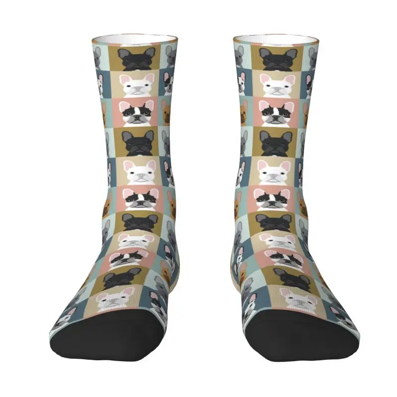 Novelty Mens French Bulldog Portraits Dress Socks Unisex Comfortable Warm 3D Printing Frenchie Dog Lover Crew Socks