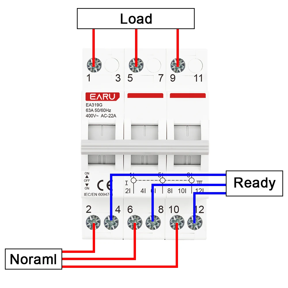 EARU 1P 2P 3P 4P 40A 63A DIN-Schienen-Modular-MTS-Dual-Power-Handumschalter AC-Trennschalter Leitungsschutzschalter – Detail 11