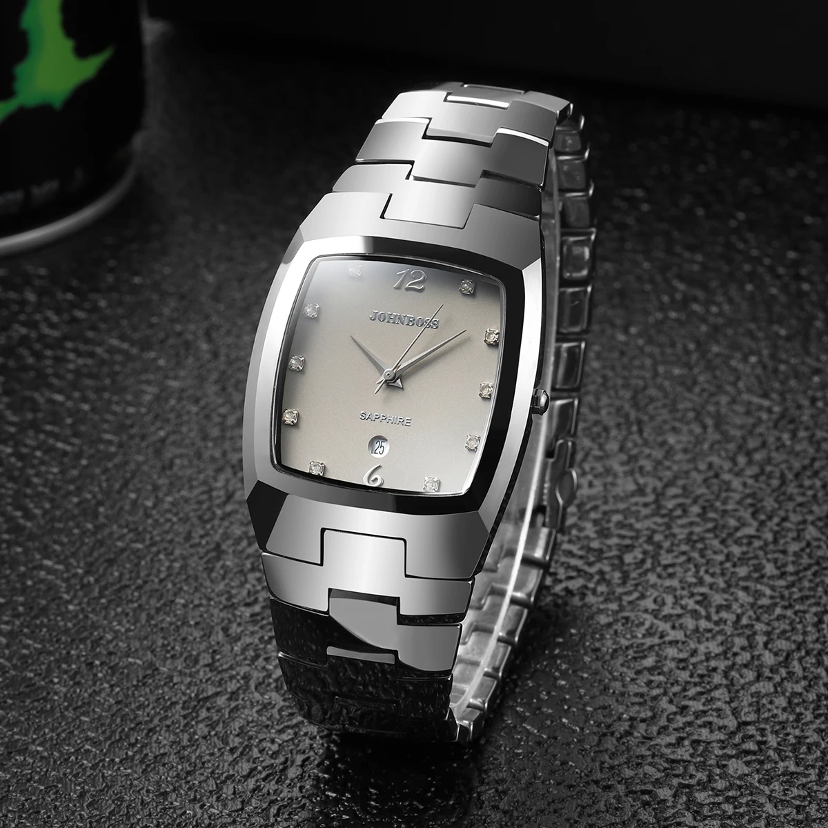 Мужские часы JS с тонким циферблатом, квадратный ремешок из вольфрамовой стали, швейцарский механизм, сапфировое стекло, универсальный, повседневный