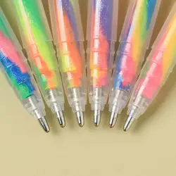 6 Colors Sparkly Gel Pens Fine Point Rainbow Gradient Pens For Highlighting On Markers Grip Colored Pencils For Paintings