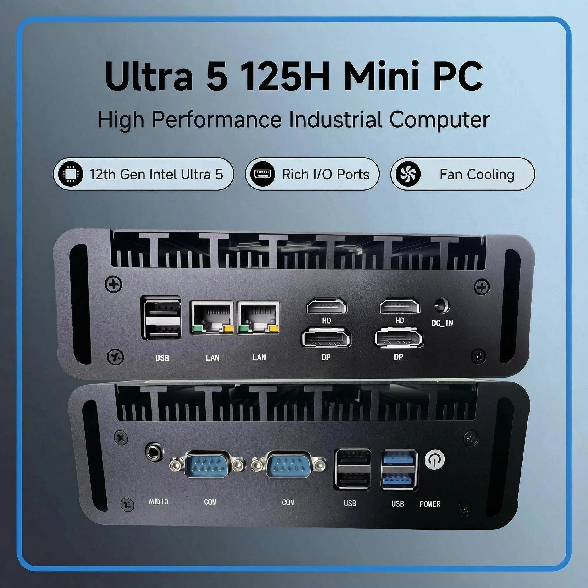 Intel Ultra 5 125H Mini PC Firewall Router 2xLan 2xRS232 COM 2xHD 2xDP Ubuntu Pfsense Industrial Edge Computing Office Server 4G