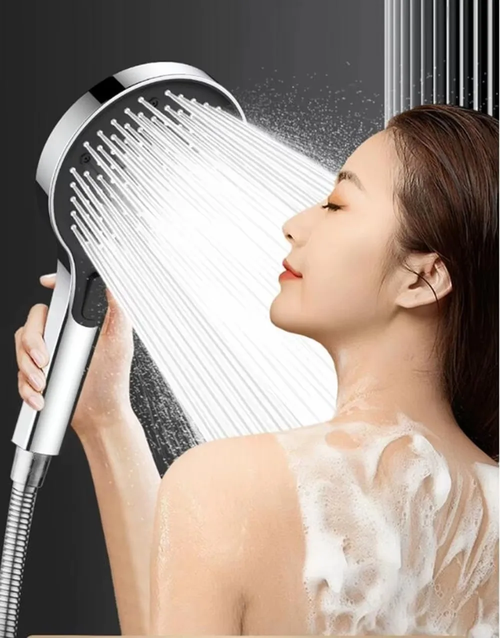 6 Mode Pressure Boost Shower Head Multifunction Adjustable 13.5CM Big Panel Large Water Shower Sprayer Home Bathroom Accessories