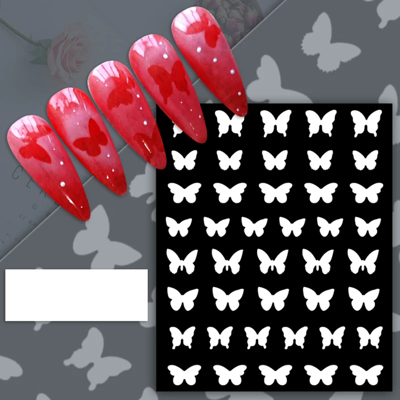 3d Hollow Nail Sticker Spray Paint Template Star-Shaped Butterfly Love Bear Nail Decals Suitable For Diy Nail Decoration Tools