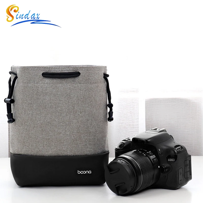 BOONA Camera Storage Bag Drawstring Stitching Design Waterproof Photo Mirrorless Lens Bag For Canon Nikon Sony Pentax Case 2023