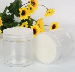 150~1000ML White Cap Transparent Lid Cover Clear Empty Packaing PET Plastic Jar Pot Container Bottle