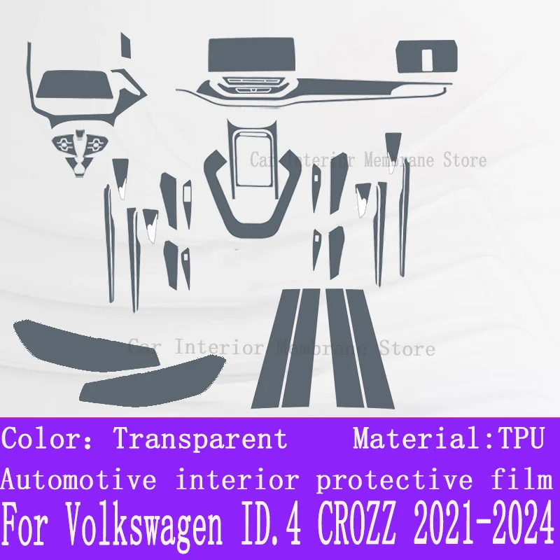 For Volkswagen ID.4 CROZZ 2021-2024 ID4 Gearbox Panel Navigation Automotive Interior Screen TPU Protective Film Anti-Scratch