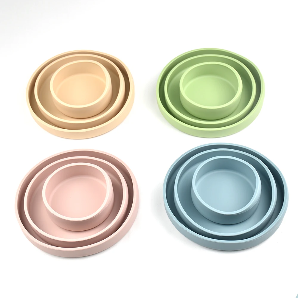 

Silicon Baby Feeding Set - 3-Piece Food Grade Silicone Plates and Bowls Set for Toddlers, BPA Free