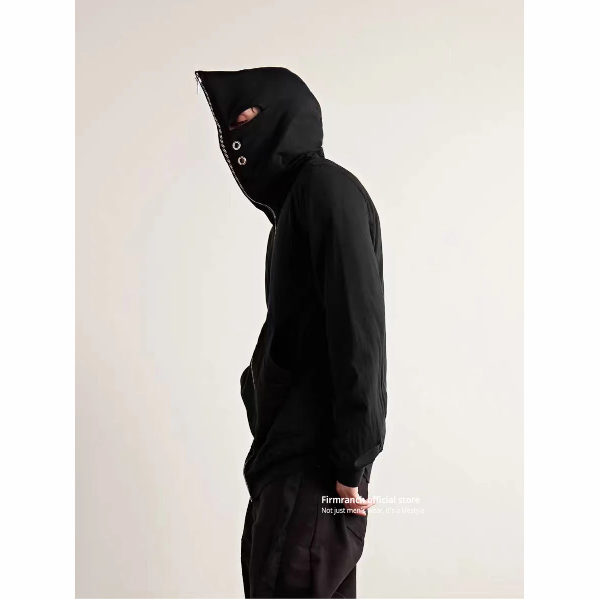 Firmranch New Black RO Style Shark Head Mask Hooded Jackets For Men Women Loose Zip Up Hoodies Streetwear Cotton Sweatshirt