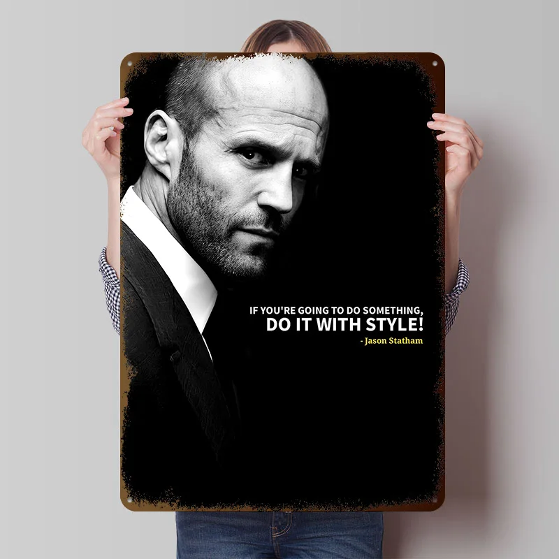 Jason Statham Quotes Tinplate Posters Customizable Wall Art Retro Vintage Metal Signs for Home Room Desk Decor Decoration Gaming